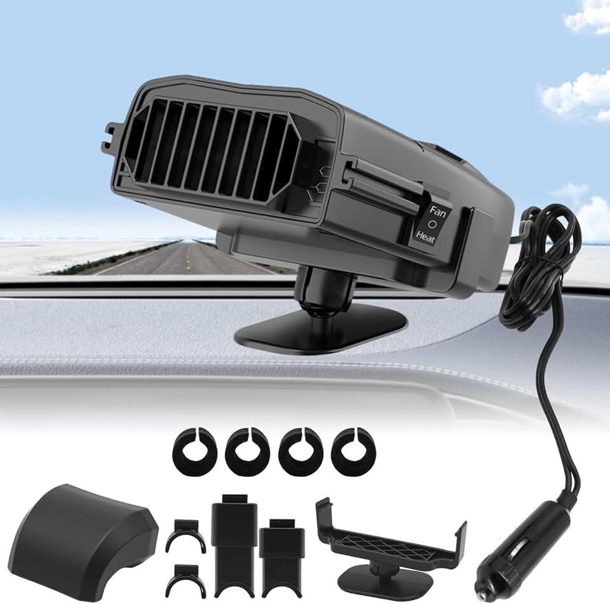 Draagbaar, 2-in-1 verwarming, ontdooien, 12 V, 150 W, voor auto/SUV/bestelwagen