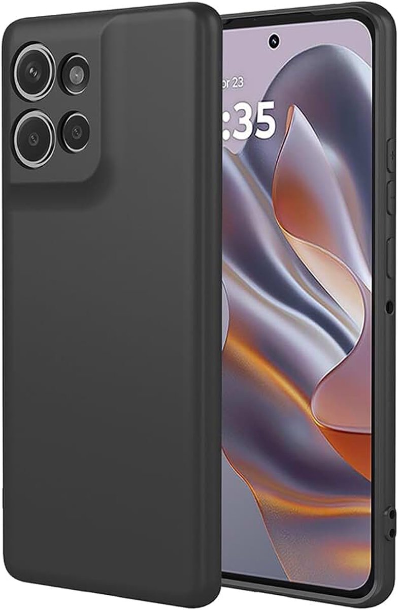 Hoesje voor Motorola Moto G75 5G, eenvoudige effen kleur achterkant zachte vloeibare siliconen mat TPU bumper schokbestendige beschermende ultradunne telefoonhoes cover (zwart)