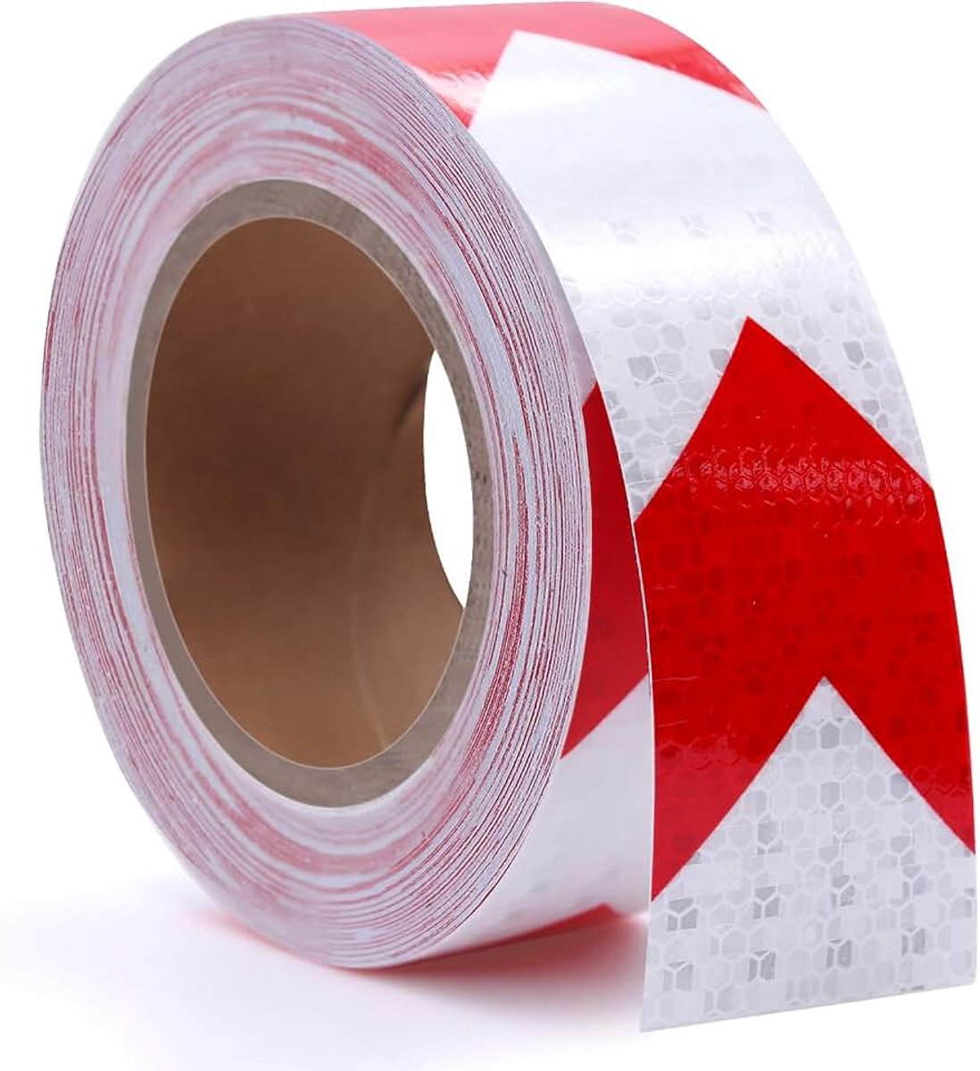 Tape, zelfklevend, 5 cm x 25 m, reflecterend plakband, waarschuwingstape rood wit, voor voertuigen en auto's, waarschuwing