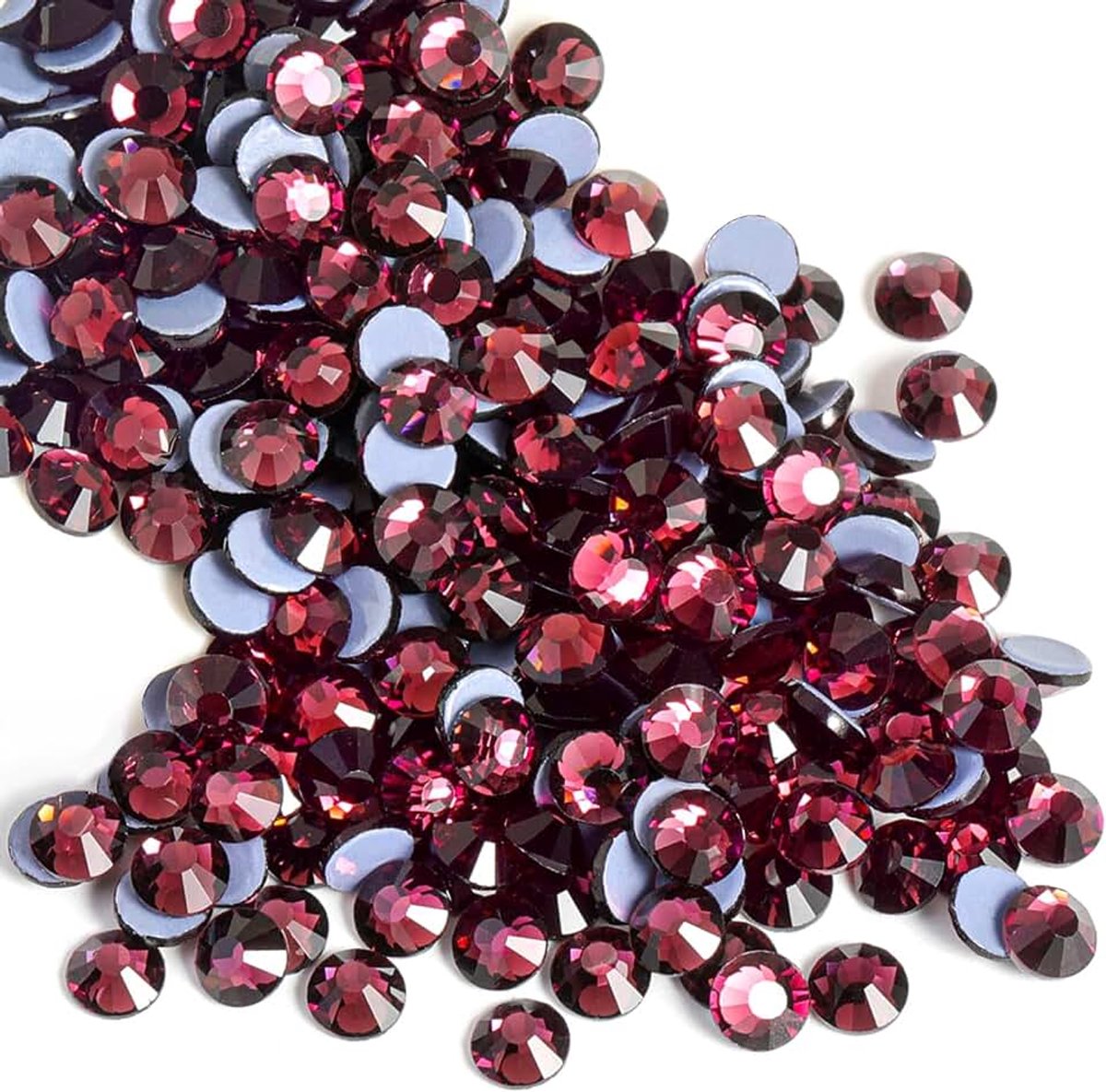 Strassteentjes, hitteefix strass-steentjes om te knutselen, hotfix kristallen ronde edelstenen, amethist, SS20, 4.6-4.8mm | Bordeaux strass-steentjes voor textiel, glasmateriaal, voor kleding, handwerk, knutseldecoratie