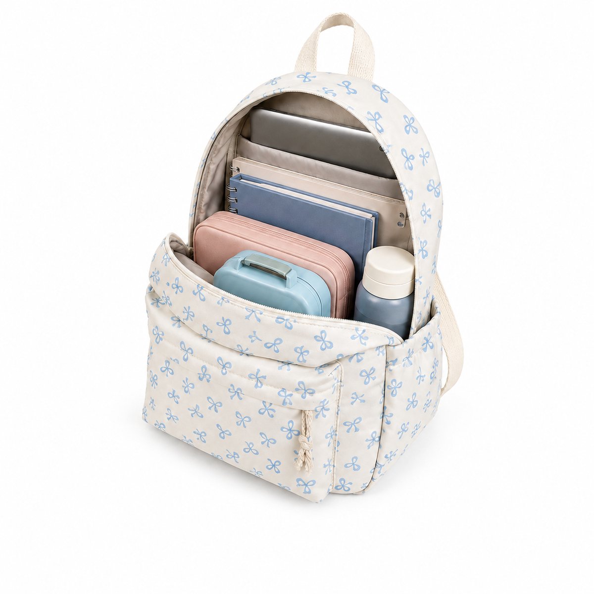 Rugzak voor meisjes - Kinderrugzak - Laptoptas voor basisschool- en middelbare scholieren - Rugzak met strik - Cadeau voor meisjes - Blauw