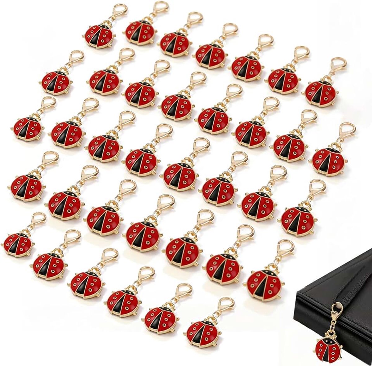 Geluksbrenger, 36 stuks, rode sleutelhangers voor afstuderen, examenfeest, oudejaarsavond, Kerstmis, Nieuwjaar, cadeau adventskalender vulling, cadeauhanger
