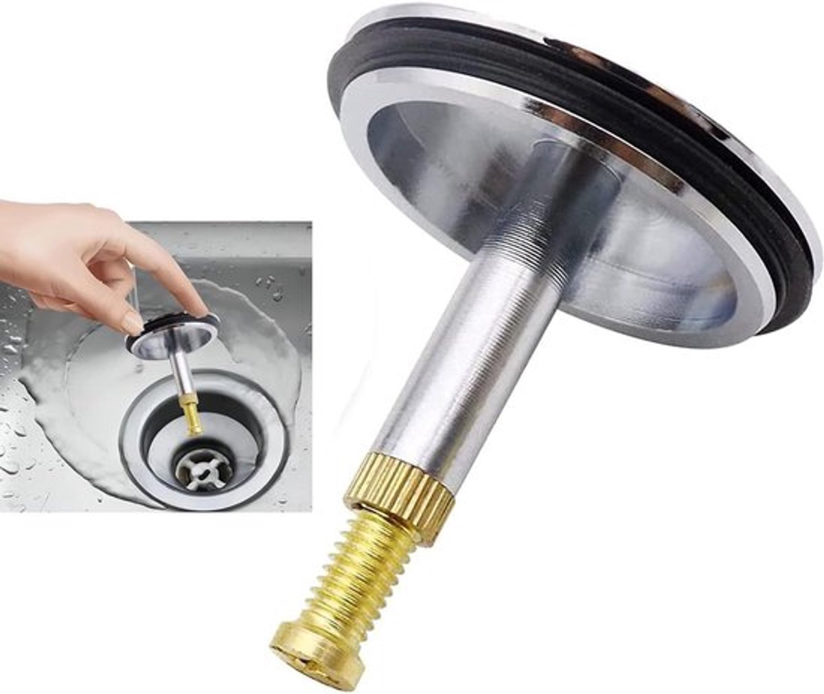 Universele Badstopper - 43 mm - Chroom Messing Afvoerstop voor Badkamer - Verstelbare Schroef - Geschikt voor Badkuip - Keuken - Wastafel (50~55 mm)