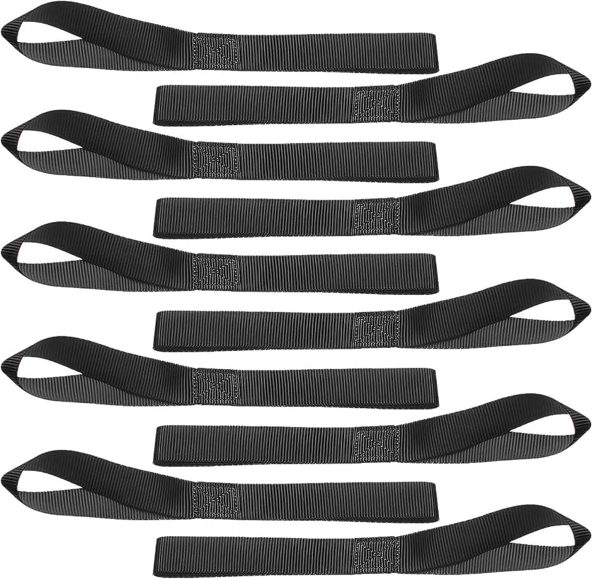 Spanbanden, 10 stuks, 30 cm, zwart, voor motorfiets, spanbanden, lus, 1.000 kg werkbelasting, korte riemlussen, bevestigingsriemen, set voor het vastzetten van de lading