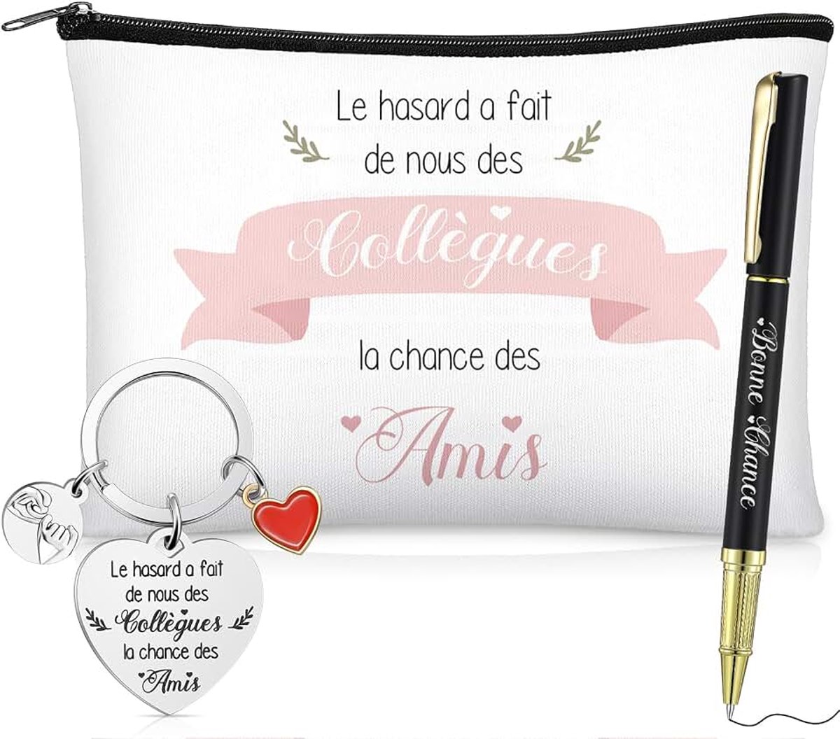 Cadeau voor verbinding met sleutelhanger, make-uptas met pen, cadeau voor collega's, afscheid, werk, pensioen, cadeau, Thanksgiving, kerstcadeau voor collega's, vriend, dames en heren, Zoals te