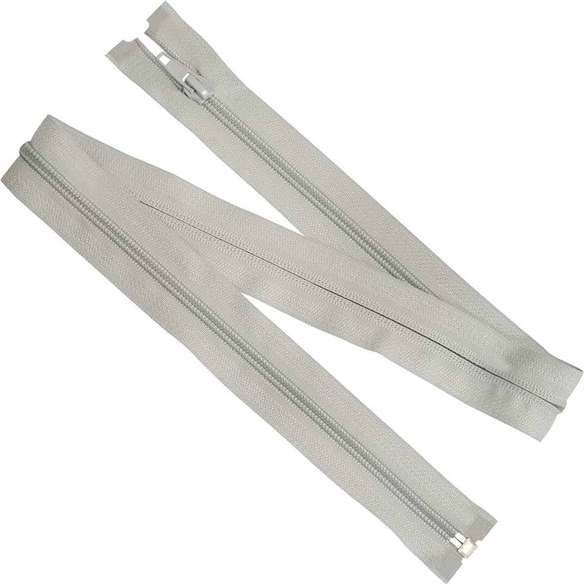 - Set van 5 spiraalritsen N°5, 70 cm, deelbaar met schuiver - van metaal nylon polyester - kleur lichtgrijs - naaien knutselen DIY textiel kleding