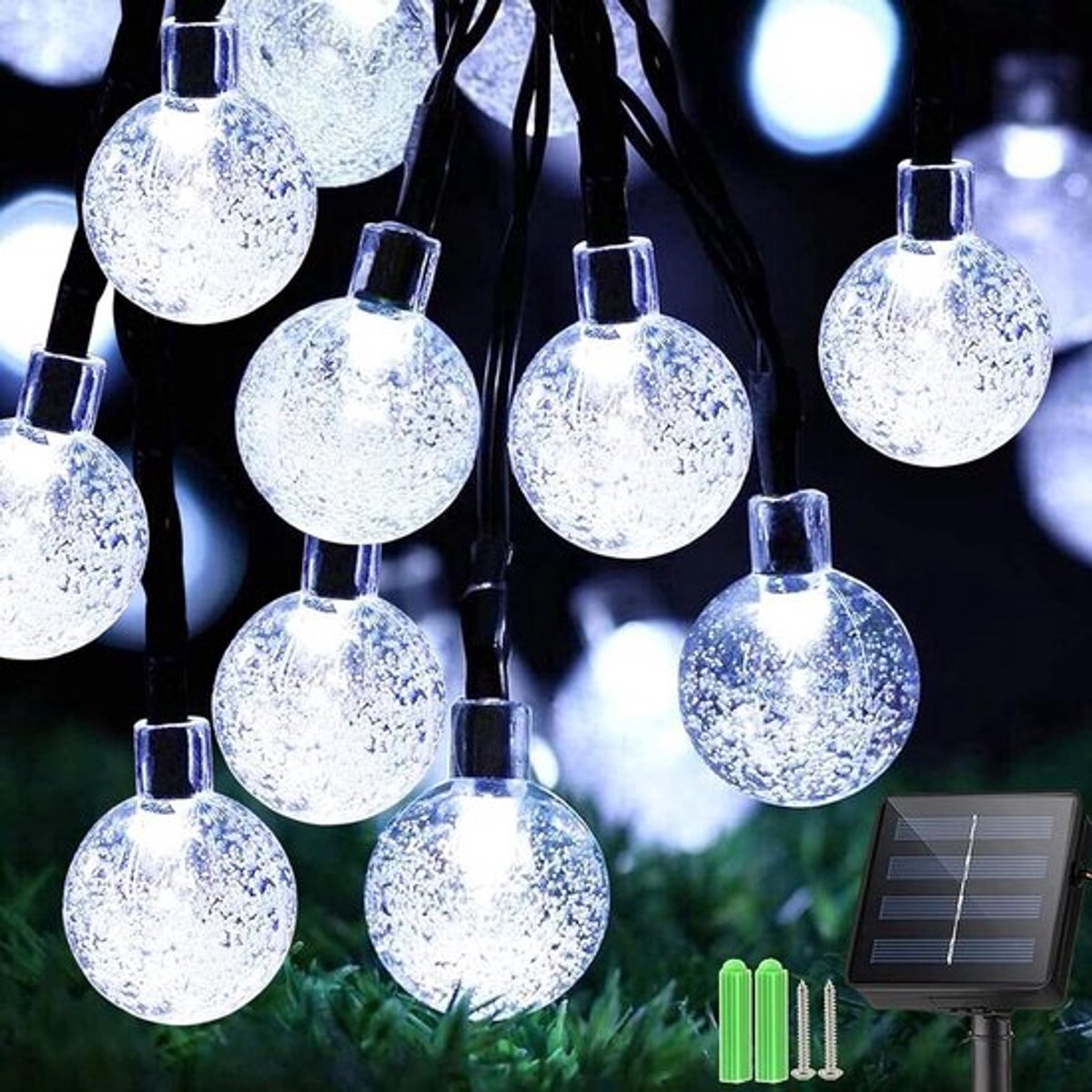 Lichtsnoer op Zonne-energie Buiten (7 Meter) - 33 LED Kristallen Bollen - 8 Modi - IP65 Waterdicht voor Tuin en Terras