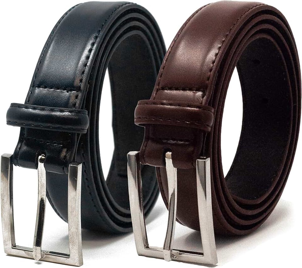 Ashford Ridge 30mm lederen broek riem Twin pack, Zwart/Bruin, XXL (112/122 cm Taille)