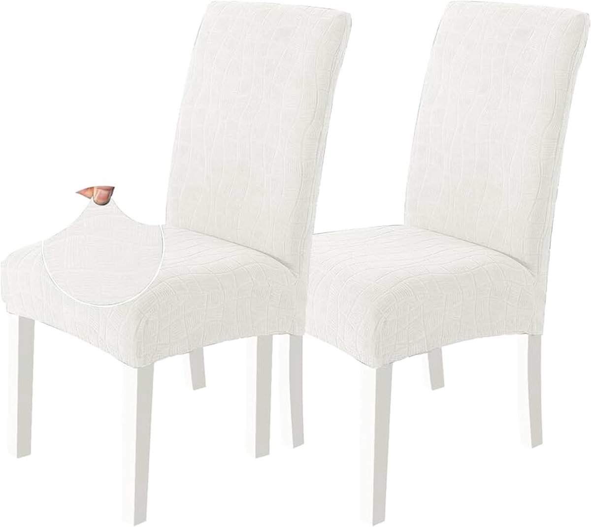 Stretch Stoelhoezen 2 Stuks, Moderne Elastische Stoelhoes Eetkamerstoel, Verlengbare Stoelhoes, Afneembare Wasbare Stoelbekleding Voor Thuis Restaurant Hote, Beige