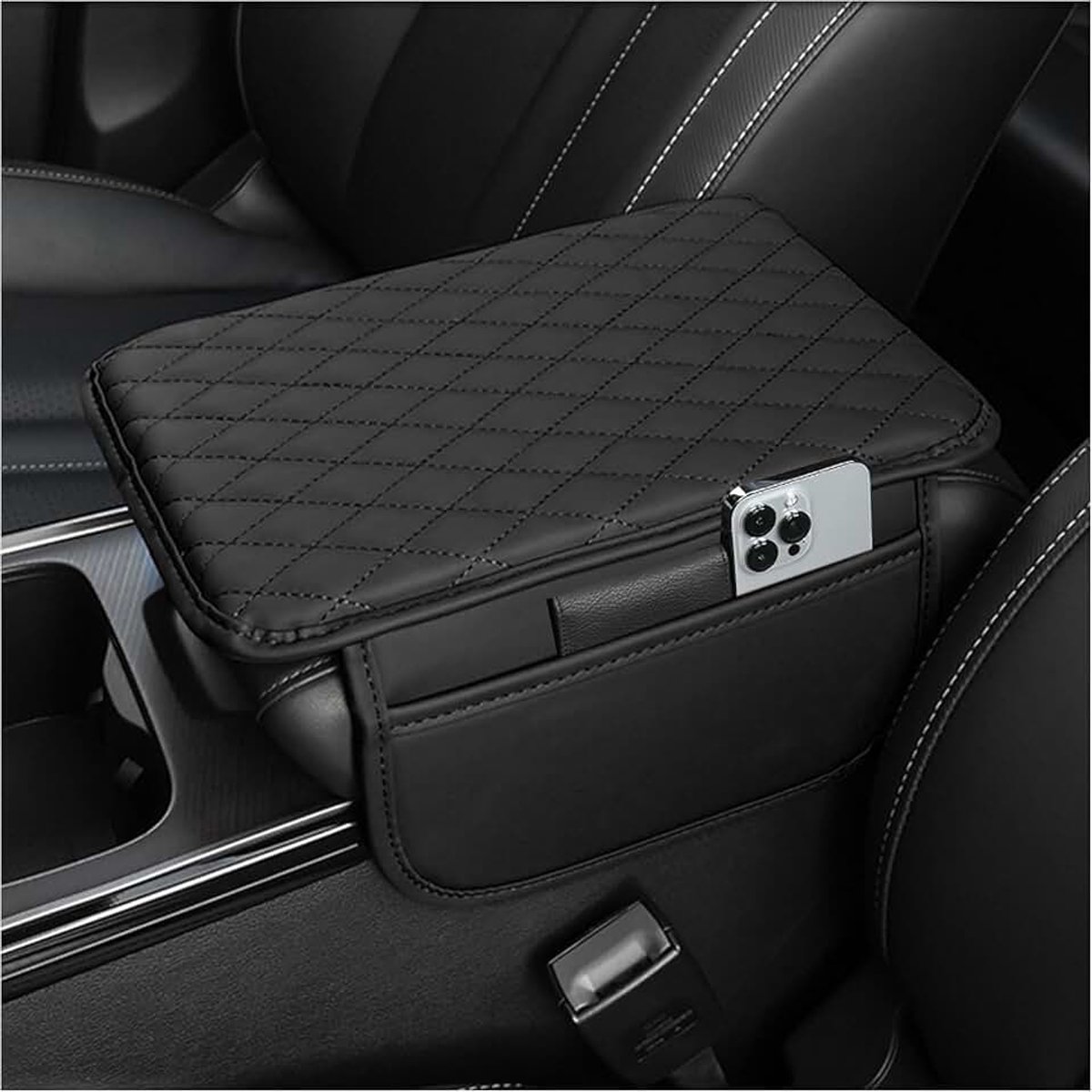 Middenarmsteunhoes voor nieuwe Dacia Duster 3 2024 2025 met 2 opbergvakken auto, armleuningbescherming, middenconsole, bekleding van PU-leer van microvezel