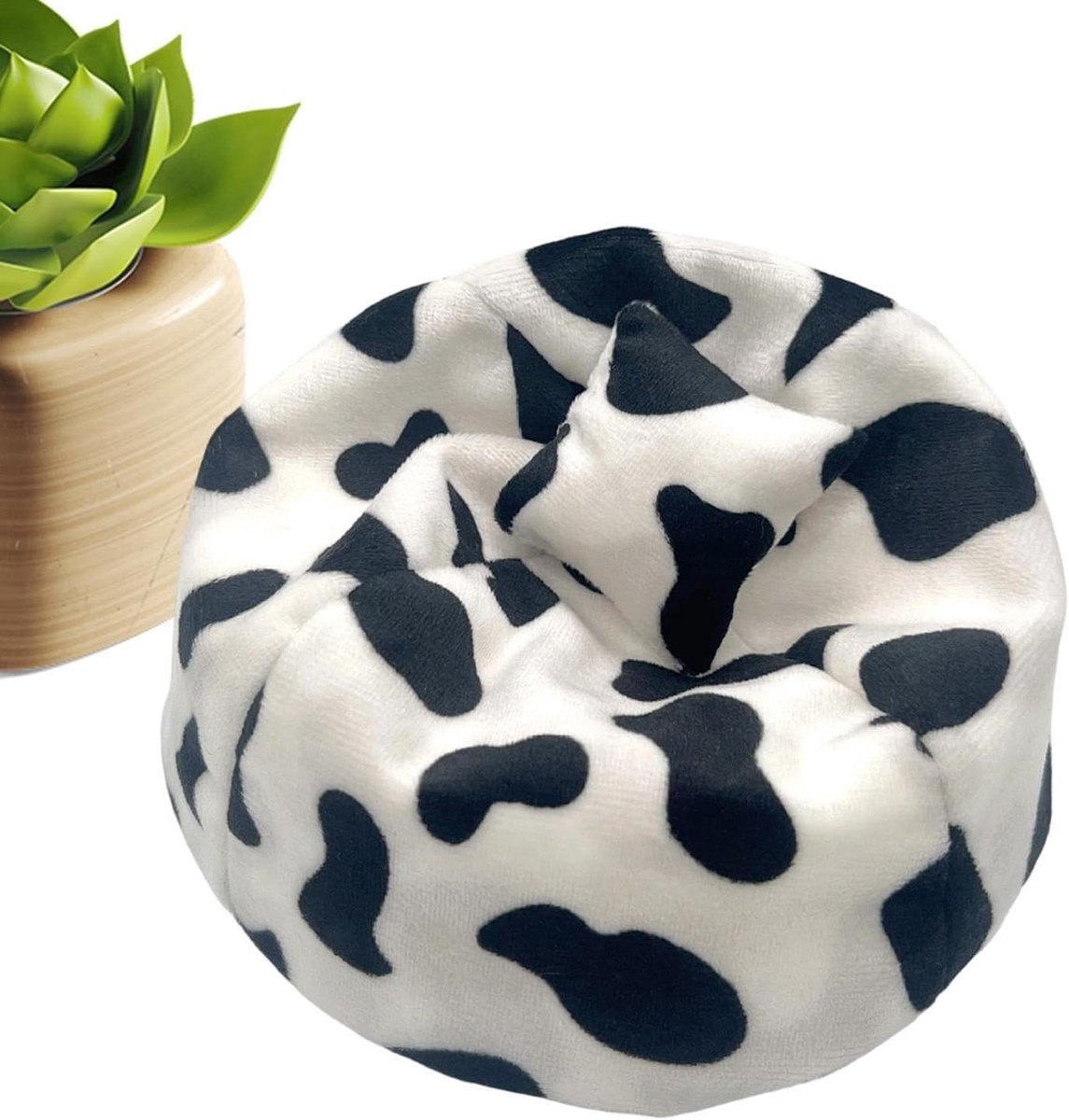 Mini Zitzak Stoel - Poppen Sofa Ornament - Poppenhuis Decoratie - Koe Patroon - 16 x 16 x 13 cm
