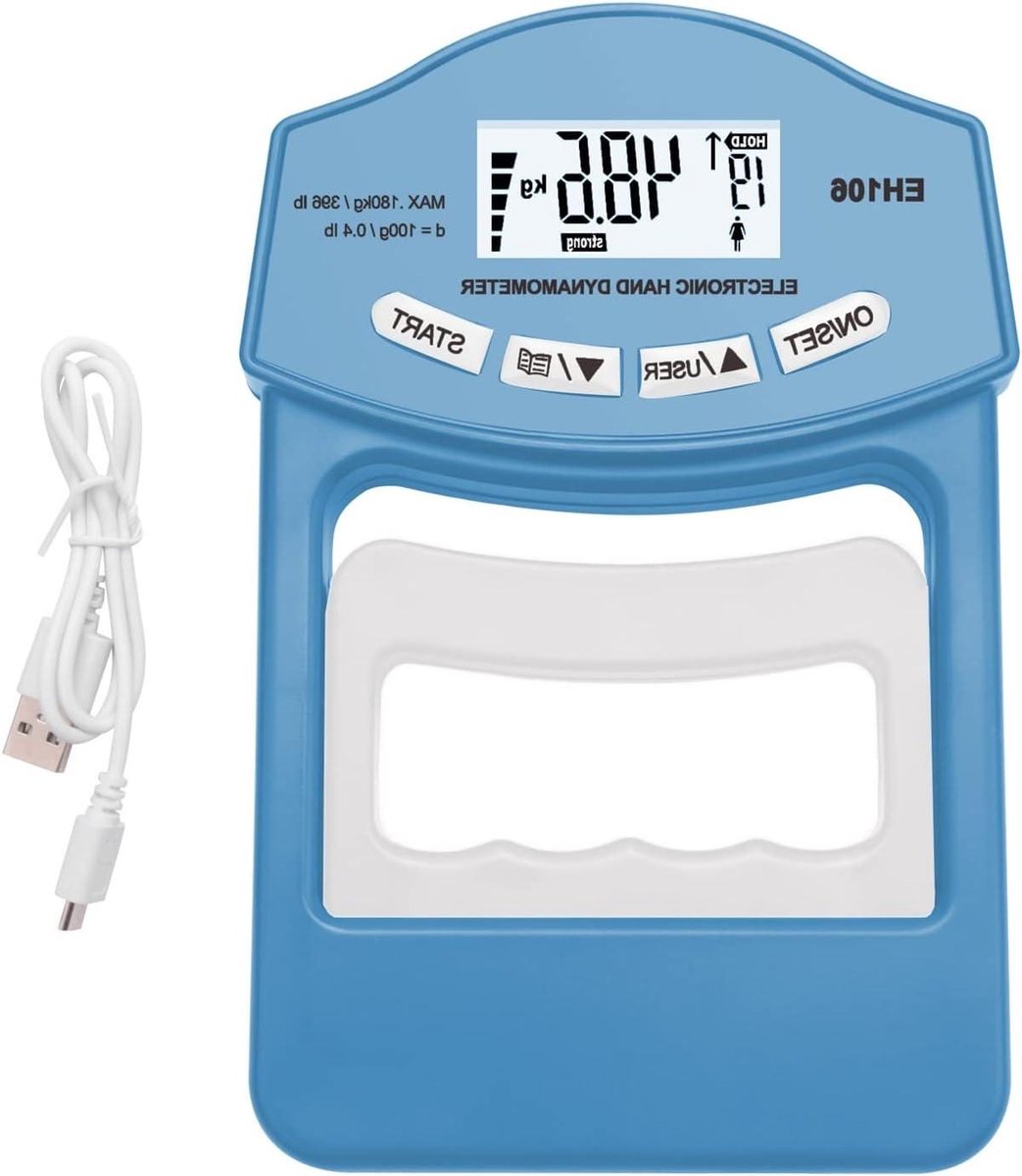 Digitale Krachtmeter - Handdynamometer Grip Tester - Sporttraining Meten - Helder LCD Scherm - 180 Kg - Blauw