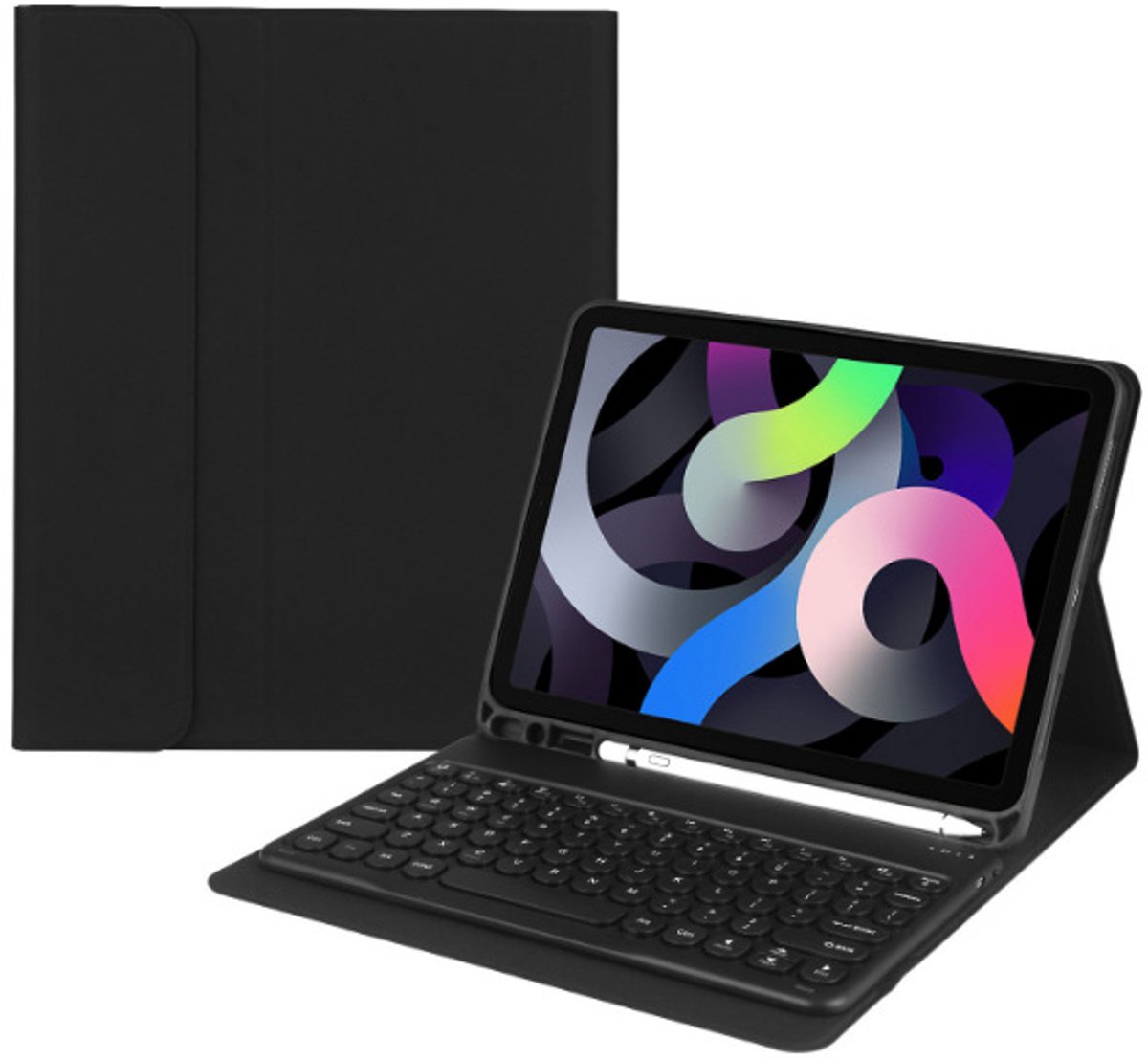 Namajunas hoesje - toetsenbord iPad 10/11 10,9 inch - ronde toetsenbord - zwart-touchpad