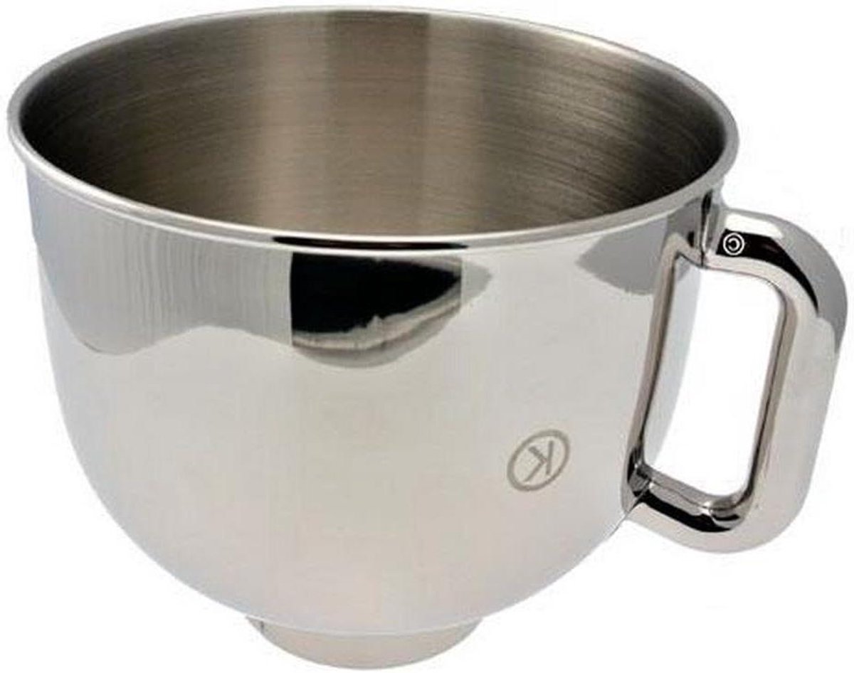 Keukenmachine Kom - Roestvrij Staal - Beslag Maken - Met Handvat - 5 Liter - Zilverkleurig
