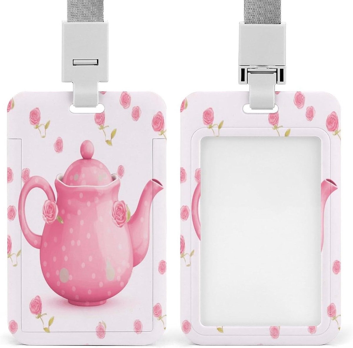 Roze Theepot Badge Houder - ID Kaarthouder Lanyard - Identificatie Tonen - Versterkte ABS Structuur - 109 x 69 cm