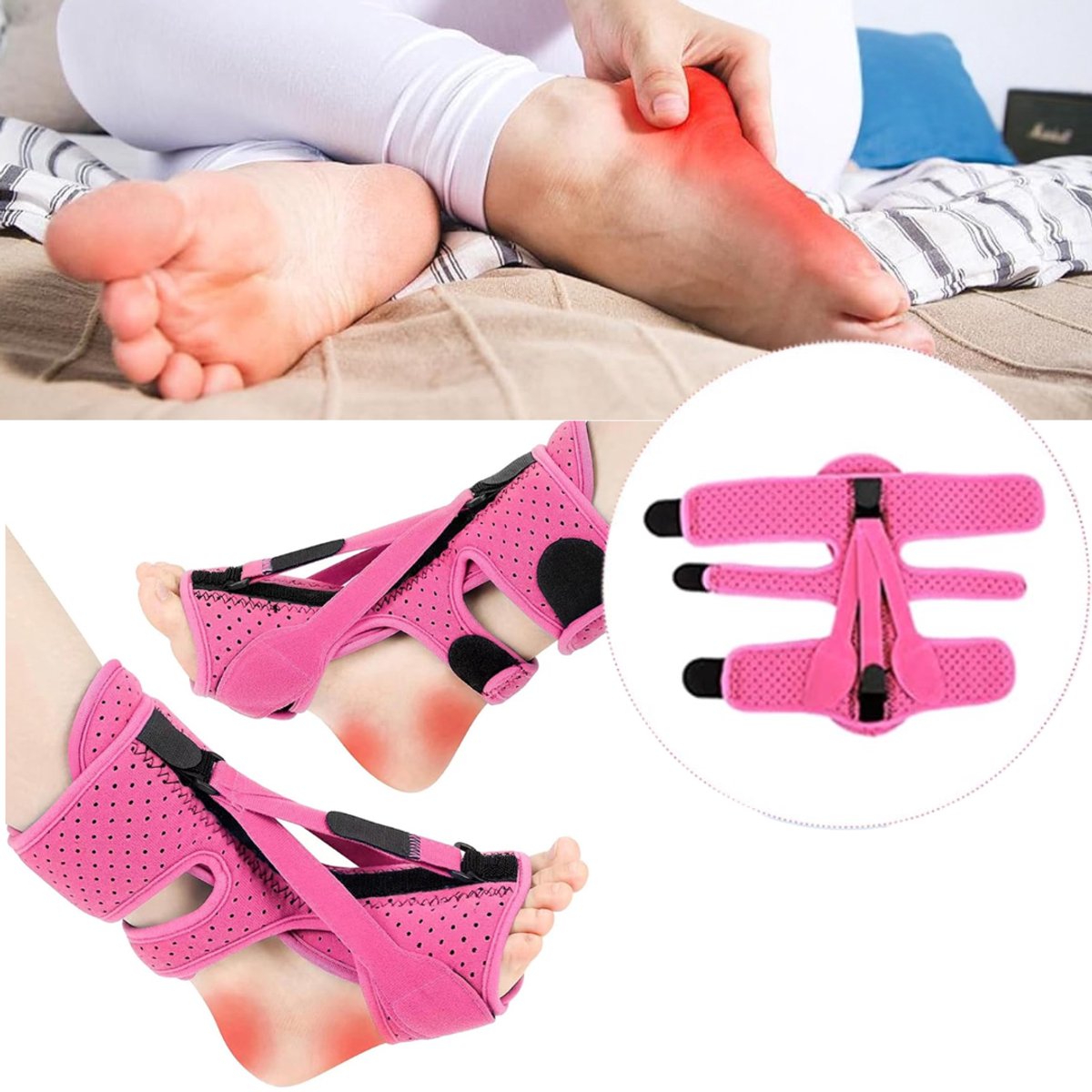 Zavio® Nachtspalk Hielspoor - Zooltjes Brace - Roze