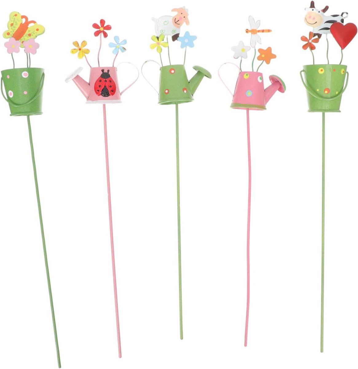 Decoratieve Tuin Stenen - Planten Picks - Tuin Decoratie - Unieke Waterkoker Vorm - 28x3.5cm - Willekeurige Kleuren