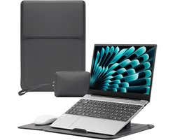 Laptophoes met standaard - Laptoptas sleeve - Veilig vervoeren - Ingebouwde standaard - 133-14 inch - Grijs
