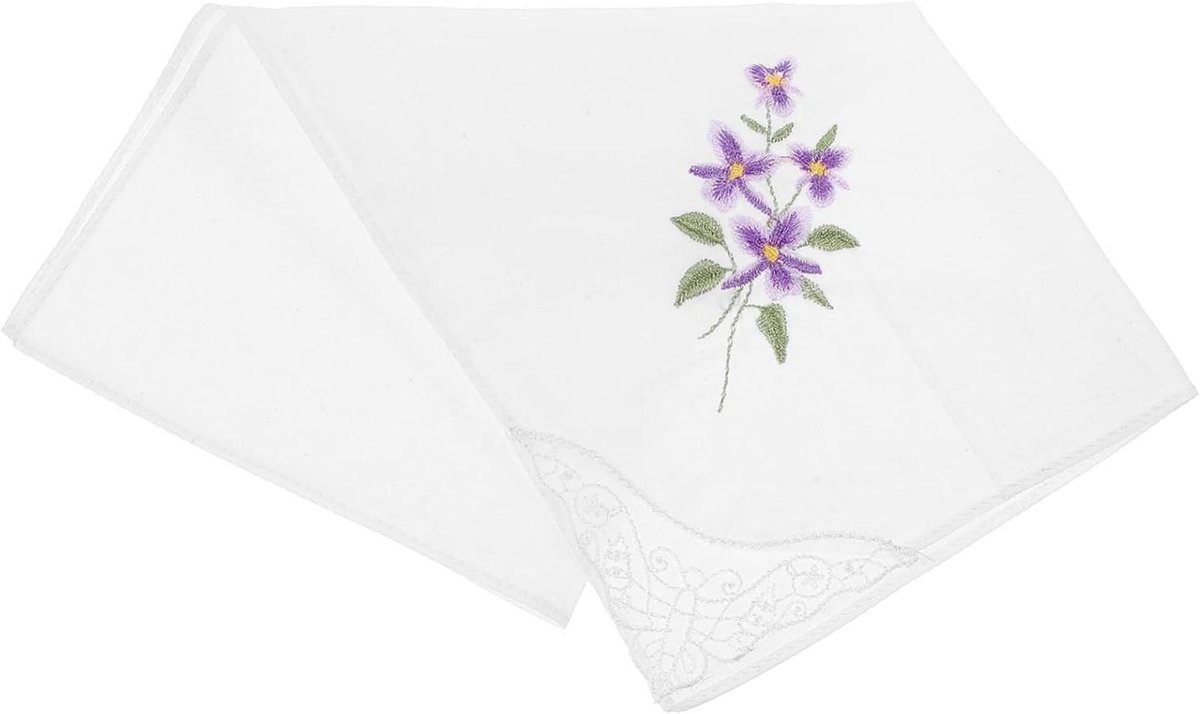 Zakdoek - Zakdoekjes Heren Dames - Decoratief Accessoire - Hand Geborduurd - 27x27 cm - Paars