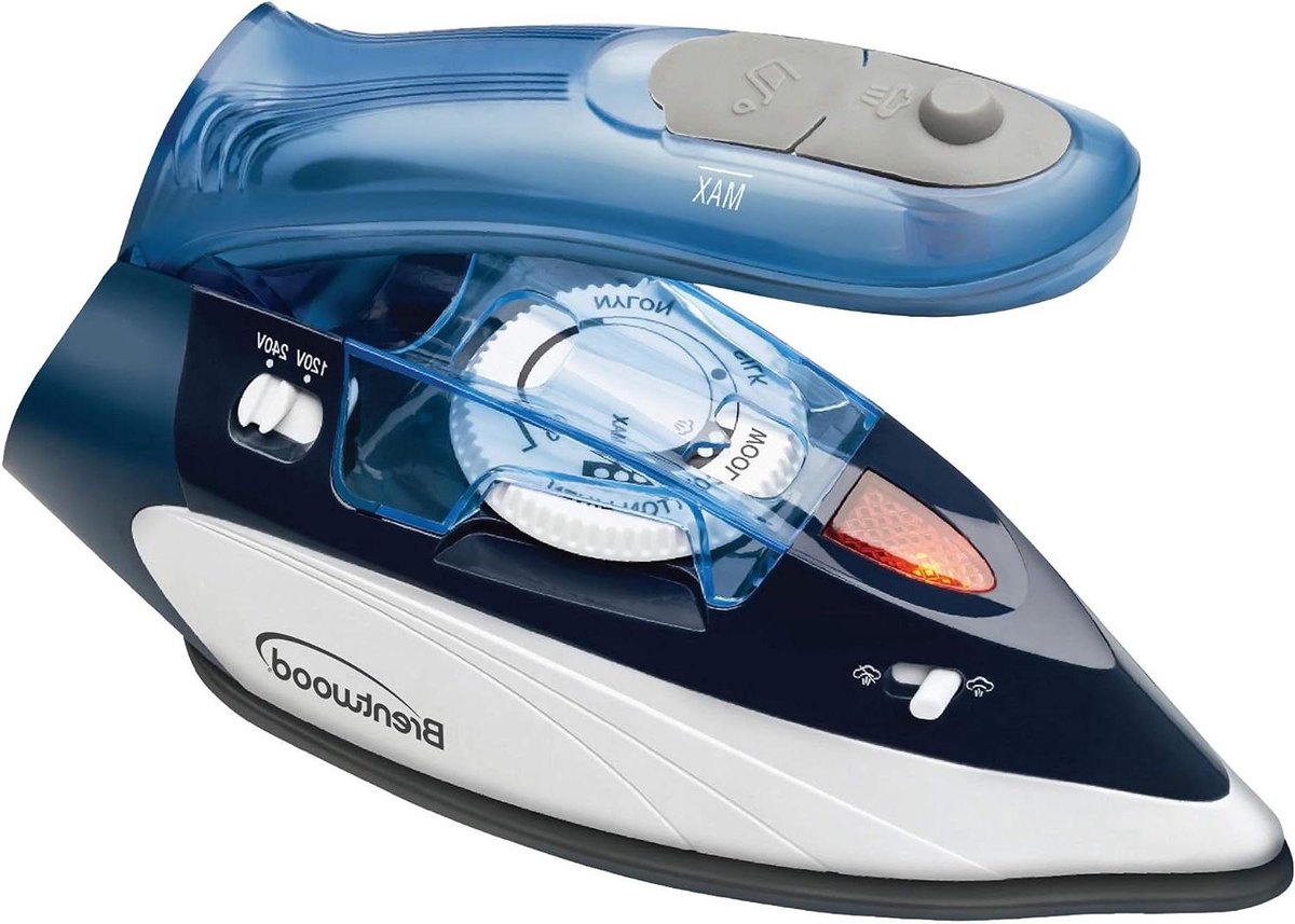 Reisstrijkijzer met stoom - Compact strijkijzer - Kleding kreukvrij - Dubbele spanning - 800 Watt - Blauw