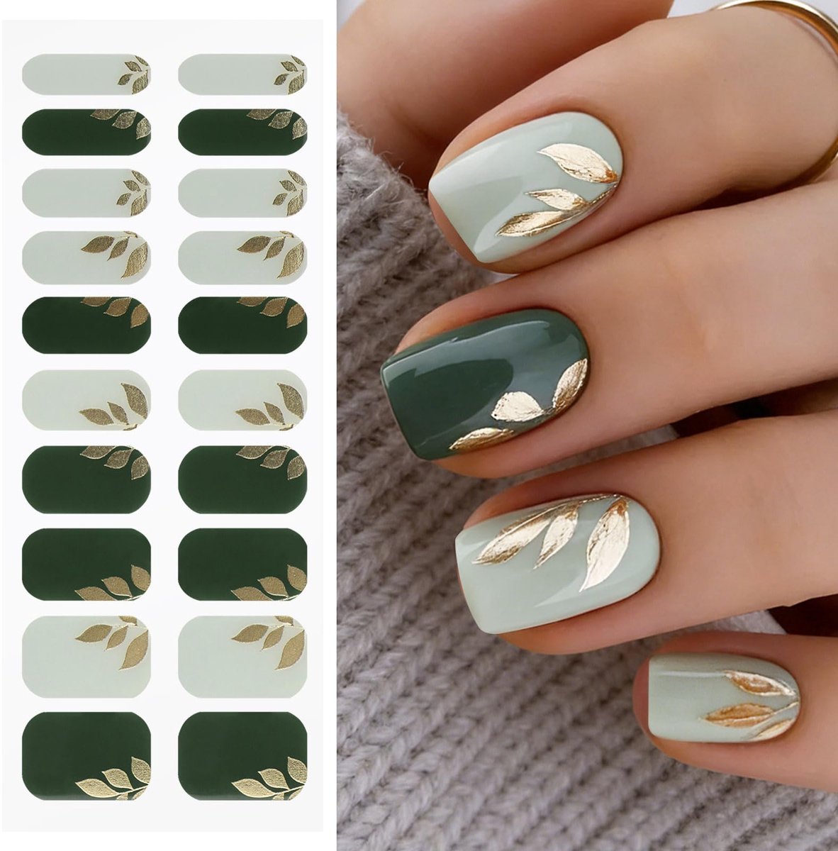 Nagelfolie Gel Nail Art Sticker - Bladeren Design - UV Bestendig - Creëer Unieke Nagels - SnelShoppen