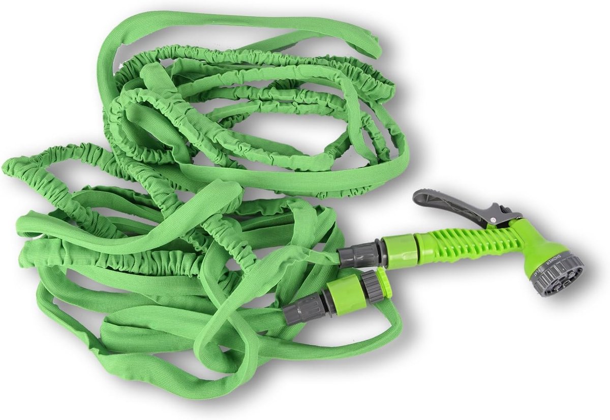 Tuinslang flexibel 10-20 meter - groen - 2,5 cm slangbreedte - 7 functies voor veelzijdig gebruik - SnelShoppen