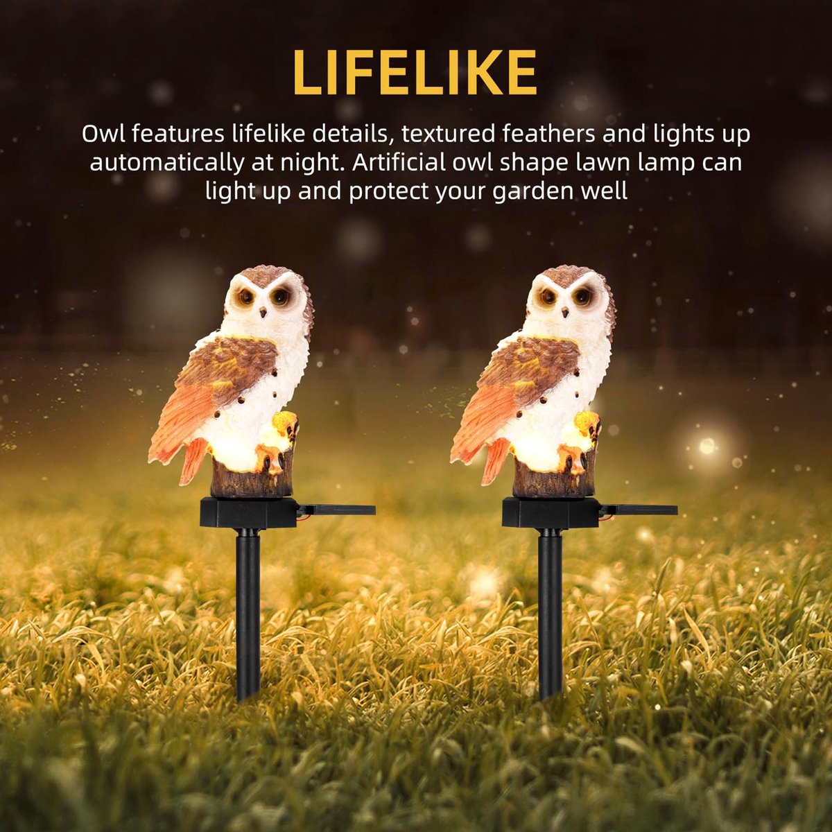 Tuinlamp op zonne-energie - Uilvorm - Waterdicht - Sfeervolle tuindecoratie - SnelShoppen