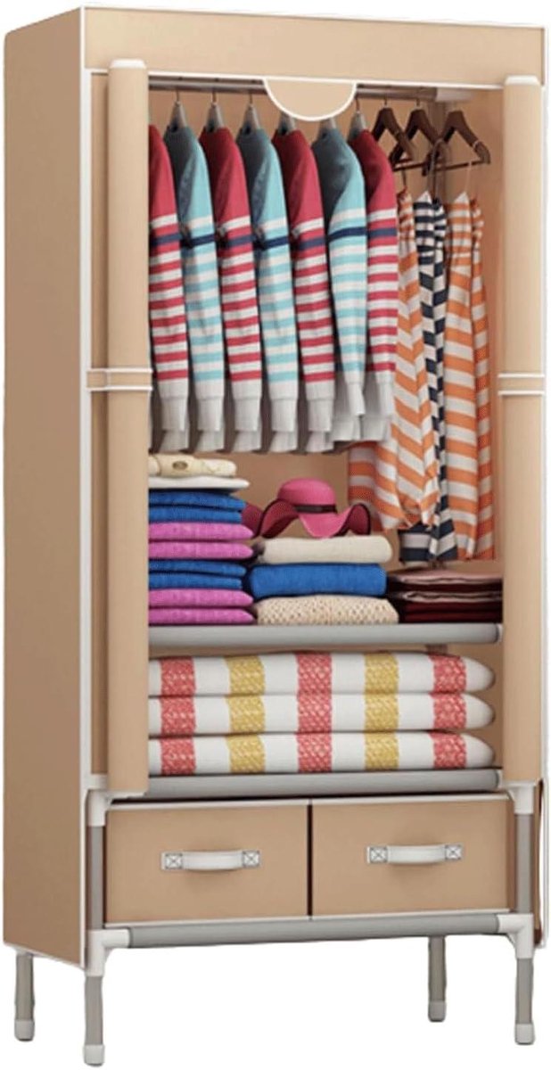 Kleine kast - Opbergkast Kledingkast - Kleding Opbergen - Meerlaagse Opslag - 75x45x170cm - Beige