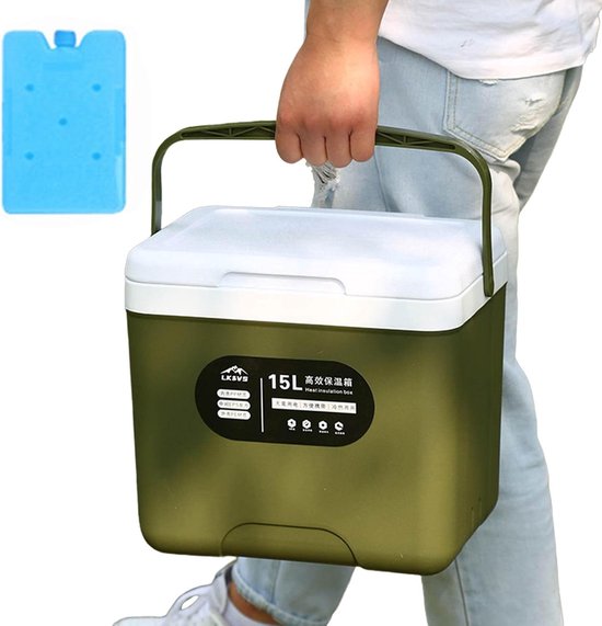 Draagbare Koelbox - Ijsdoos Koeler - Eten Drinken Koel - Drielaagse Isolatie - 15 Liter - Wit — afbeelding 4