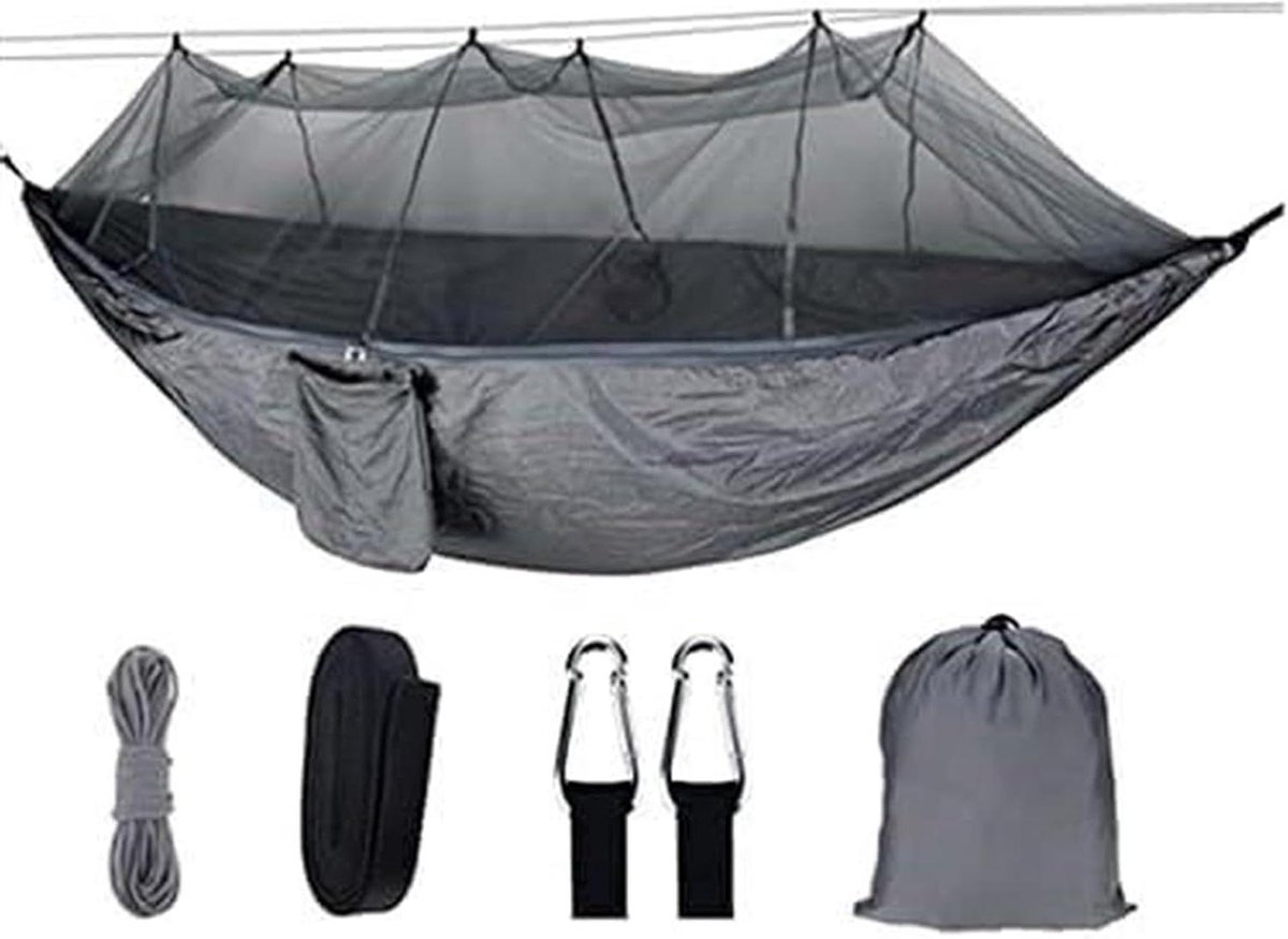 Campinghangmat Met Klamboe - Draagbare Hangmat - Reizen En Kamperen - Scheurbestendig Nylon - 260x140 cm - Groen
