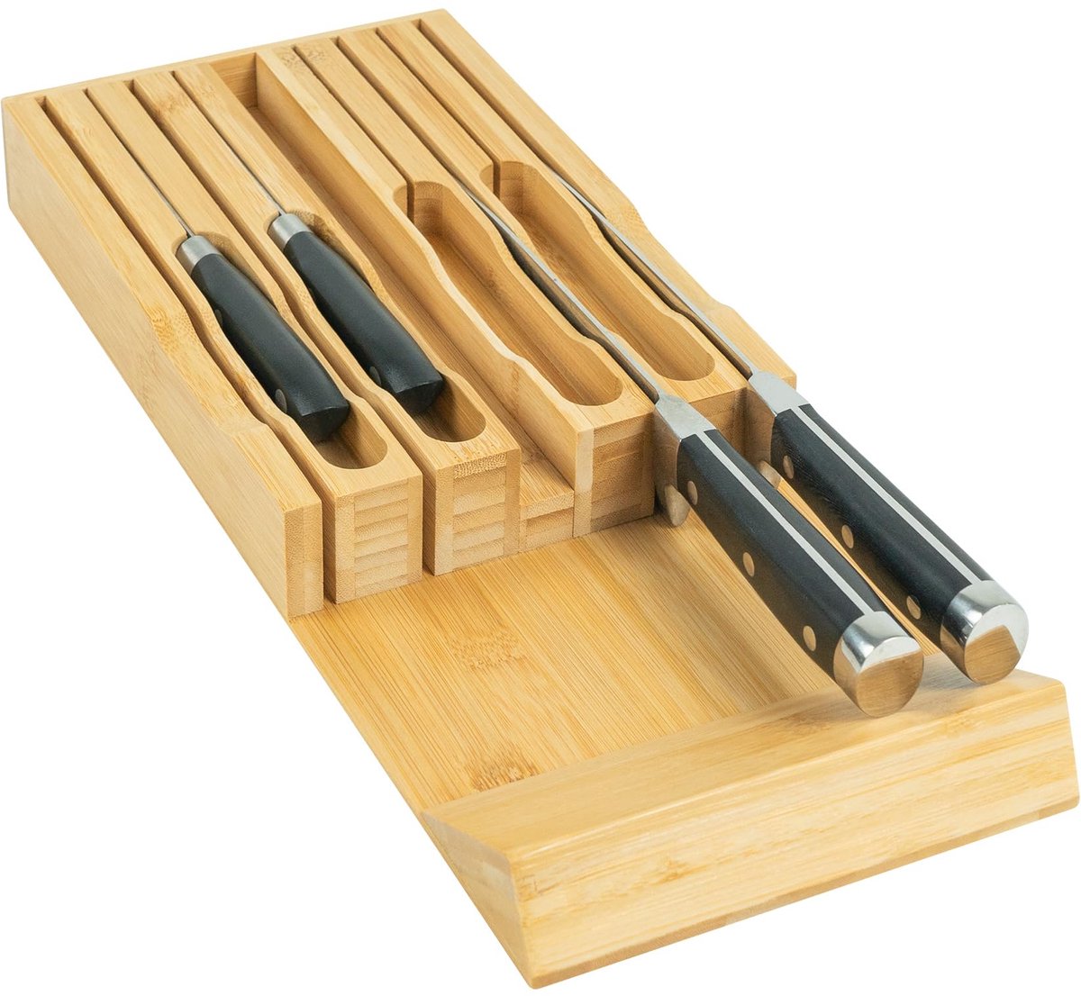 Messenlade-organizer bamboe - compacte messenhouder voor 9 messen - perfect voor kleine ruimtes - SnelShoppen