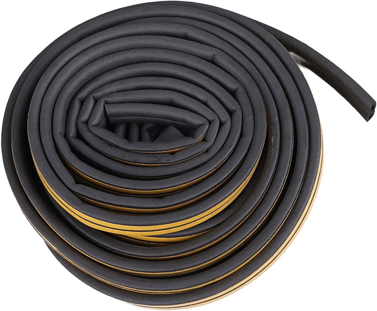 Rubberen Deurafdichtstrip - Tochtstrip Geluidsisolatie - Energie Besparen - EPDM Rubber Kwaliteit - 2x 1 Meter - Zwart