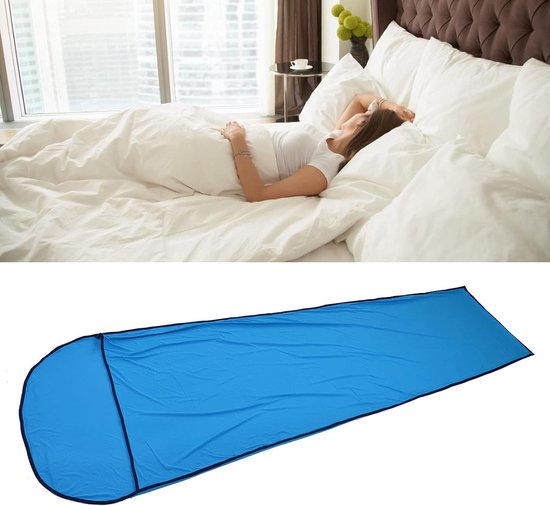 Slaapzakvoering - Reislaken - Kamperen Wandelen - Zeer Stretch - 200x80cm - Blauw — afbeelding 4