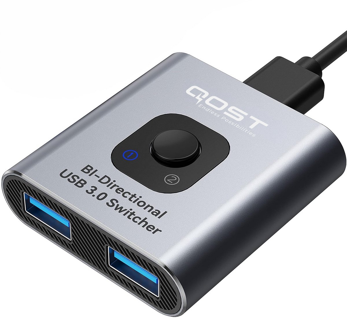 Qost - USB 3.0 Switch - KVM-Switch - Aluminum - USB-A Switch - 2 x USB 3.0 poorten - Spacegrey