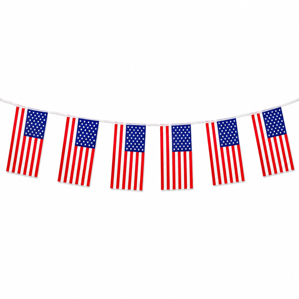 Amerikaanse Vlaggenlijn - USA Vlaggen Slinger - Verenigde Staten Feestversiering - Plastic -