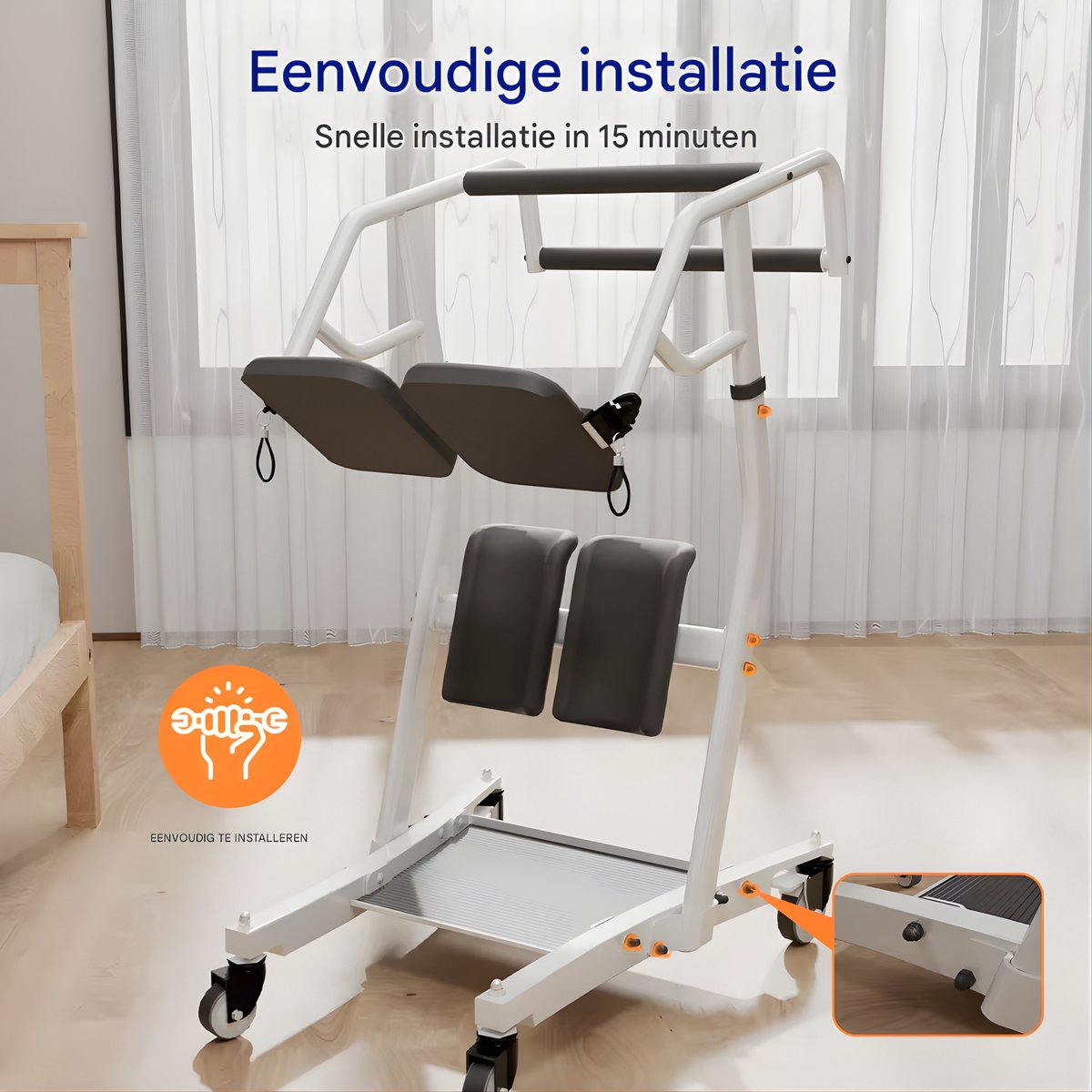 Ondersteunende lift – Voor ouderen / patiëntentransport – Revalidatie, spieroefeningen en valpreventie – Wit