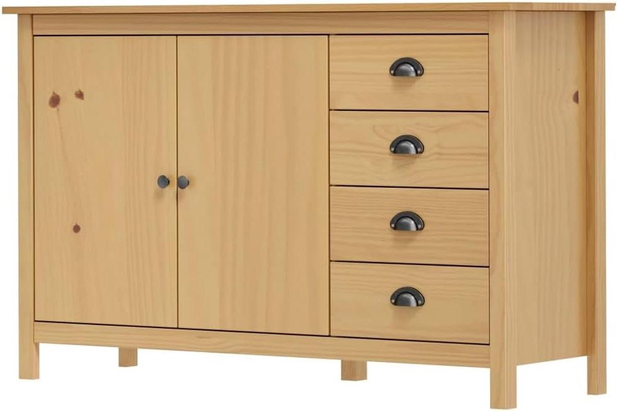 Houten Dressoir - Opbergkast Ladekast - Interieur Organiseren - Massief Hout - 130 cm Breed - Honingbruin