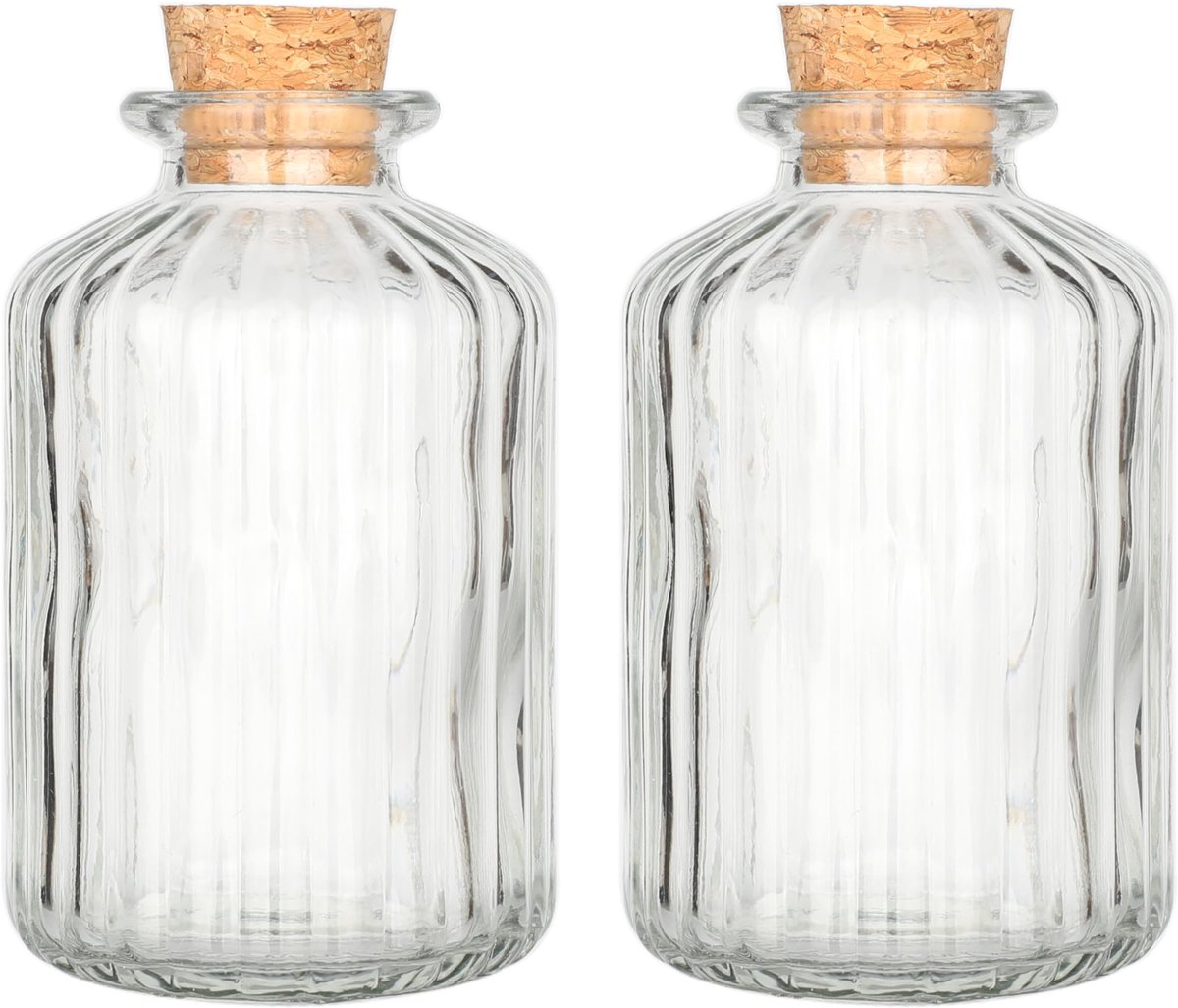 Decoratieve glazen flessen (5 fl. oz verticale strepen ronde flessen/2 stuks)