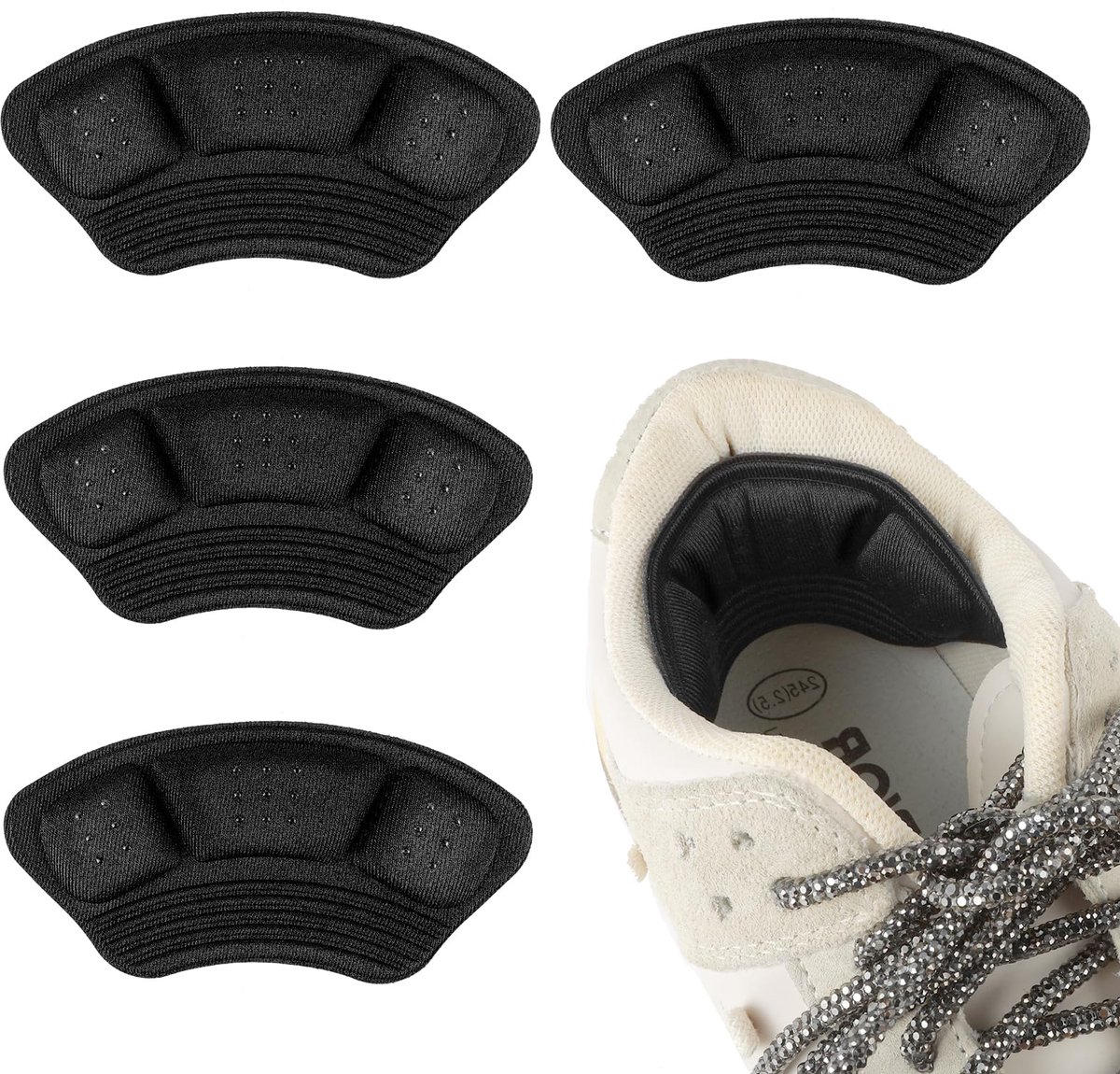 4 stuks anti-slip hielgrepen voering kussentjes inzetstukken, hielkussens inzetstukken schoen te groot vulling hielbeschermers voor heren dames losse schoenen voorkomen uitglijden wrijven