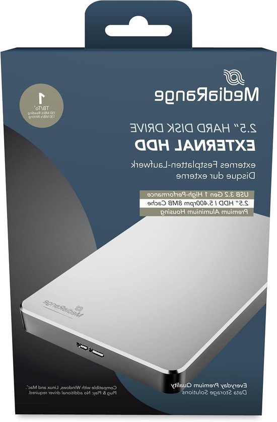 Externe Harde Schijf - Opslag Uitbreiding - Data Archiveren - Snelle Gegevensoverdracht - 1TB Capaciteit - Zilver — afbeelding 5