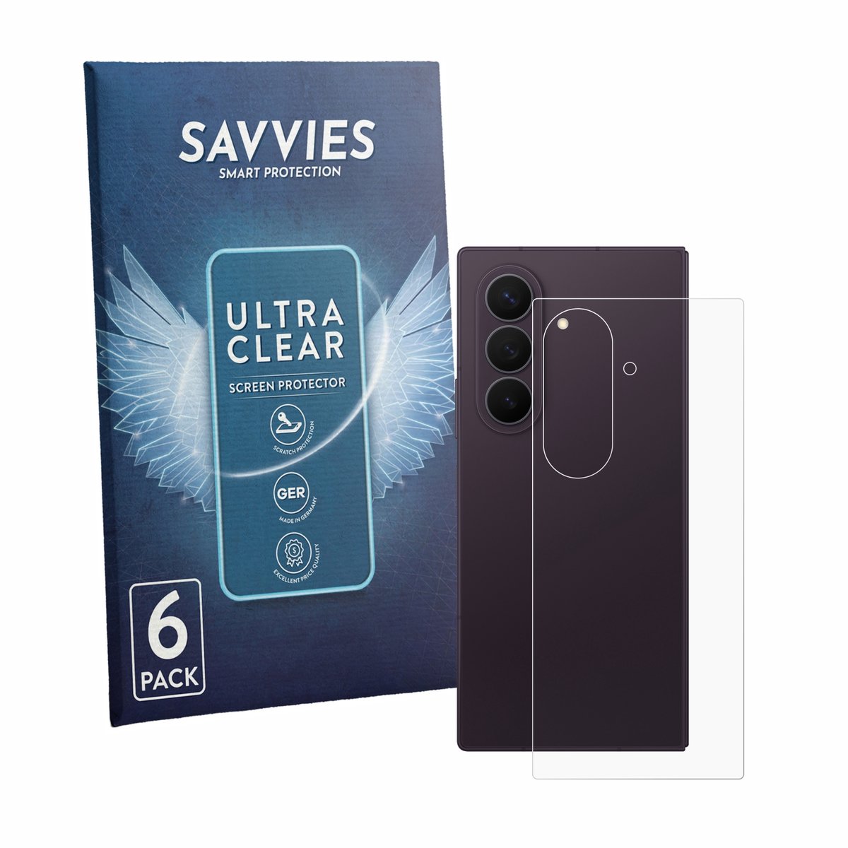 Savvies - Screenprotector voor Samsung Galaxy Z Fold 8 Ultra (Achterkant) - Folie Beschermfolie transparant 6 Stuks