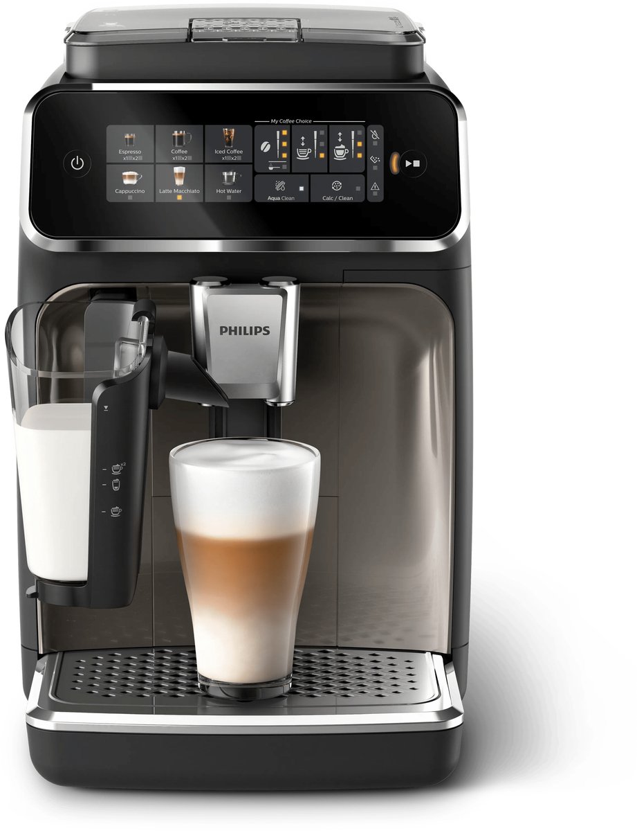 Bol.com Philips 3300 Series LatteGo EP3347/90 - Espressomachine - 5 Soorten Koffie + Heet Water - Zwart / Chroom - + AquaClean F... aanbieding
