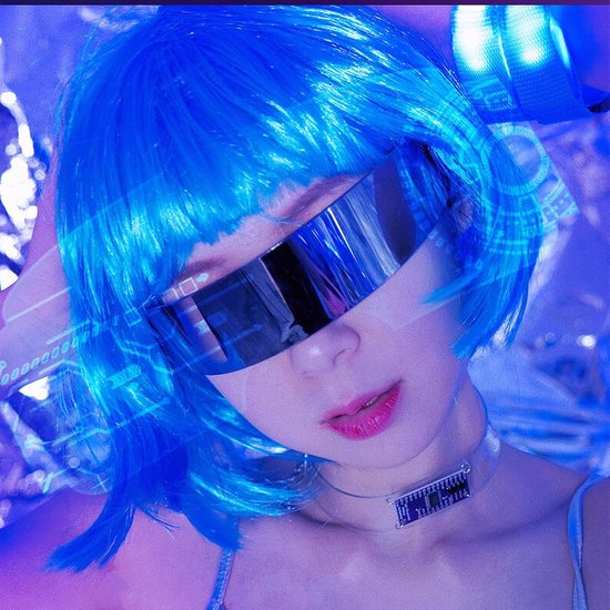 Futuristische Cyberpunk Zonnebril Randloos Unisex voor Feest en Cosplay — afbeelding 2