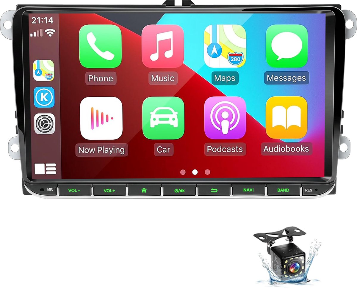 ESSGOO Autoradio voor VW Volkswagen Golf MK5, MK6, Polo, Skoda Caddy, T5, Passat - Draadloos Apple Carplay & Android Auto & Mirror Link - 9 Inch HD Touchscreen - Bluetooth 5.0, USB, FM, AM, RDS, SWC - Achteruitrijcamera