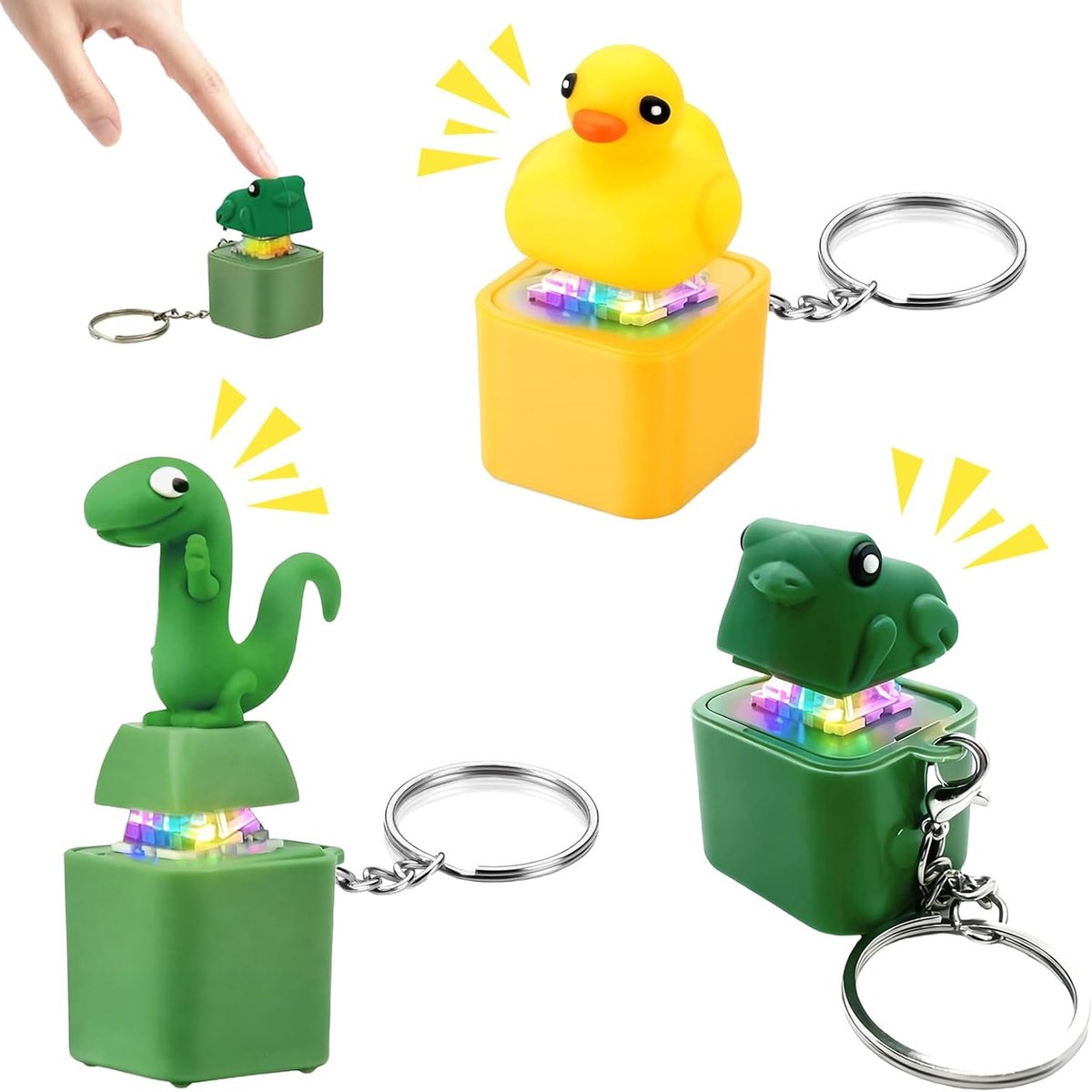 3 stuks anti-stress-toetsenbord, fidget toys, verlicht toetsenbord met toetsenborden tegen stress, verlicht stress en stress, verlicht angst en stress bij volwassenen (eend/kikker/hagedis)