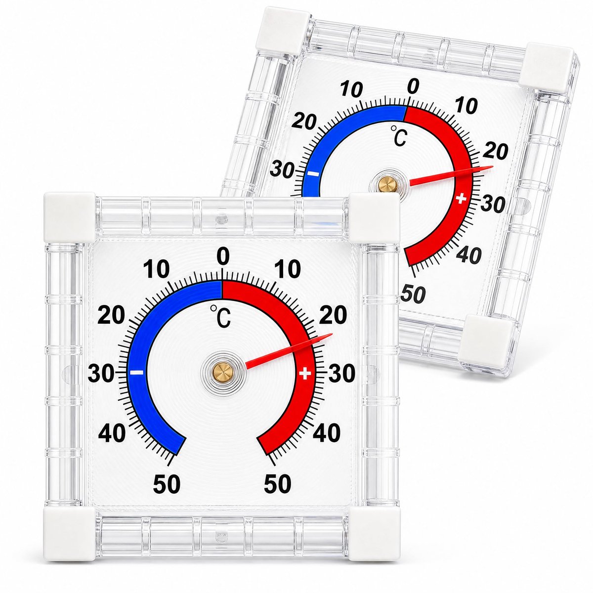 Buitenthermometer 2 stuks - zelfklevend - analoog - weerbestendig voor balkon en tuin - SnelShoppen