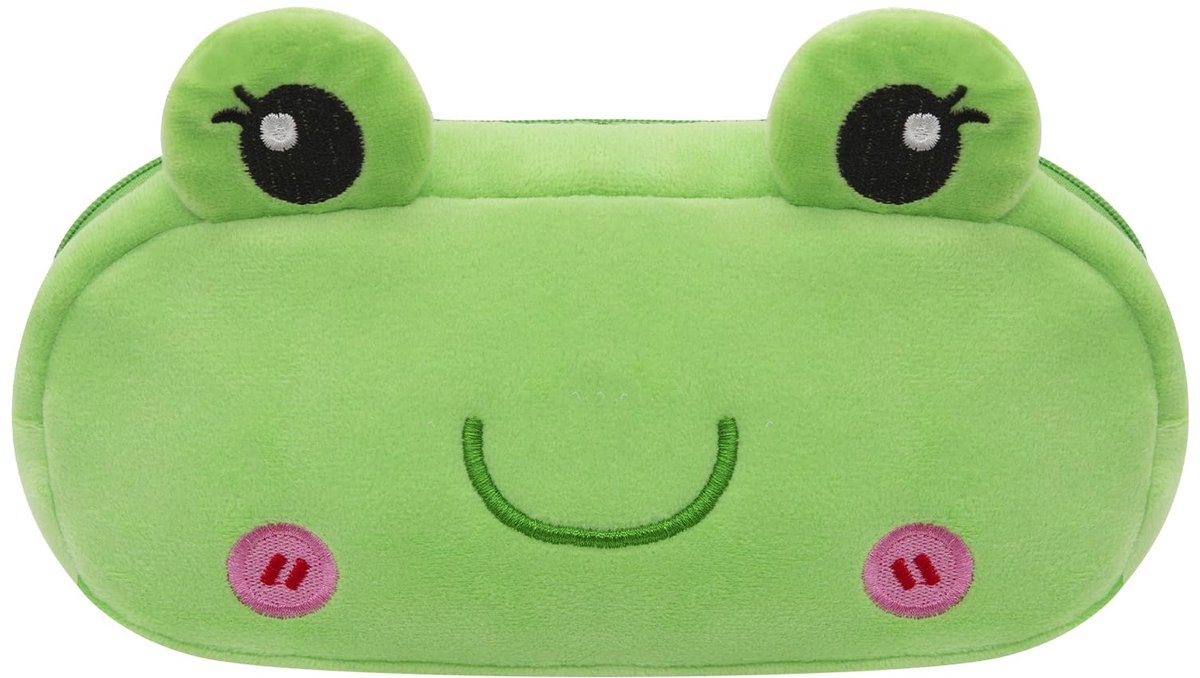 Pennenetui groen 20x10x3 cm - pluche materiaal - schattig design - ideaal voor school - SnelShoppen
