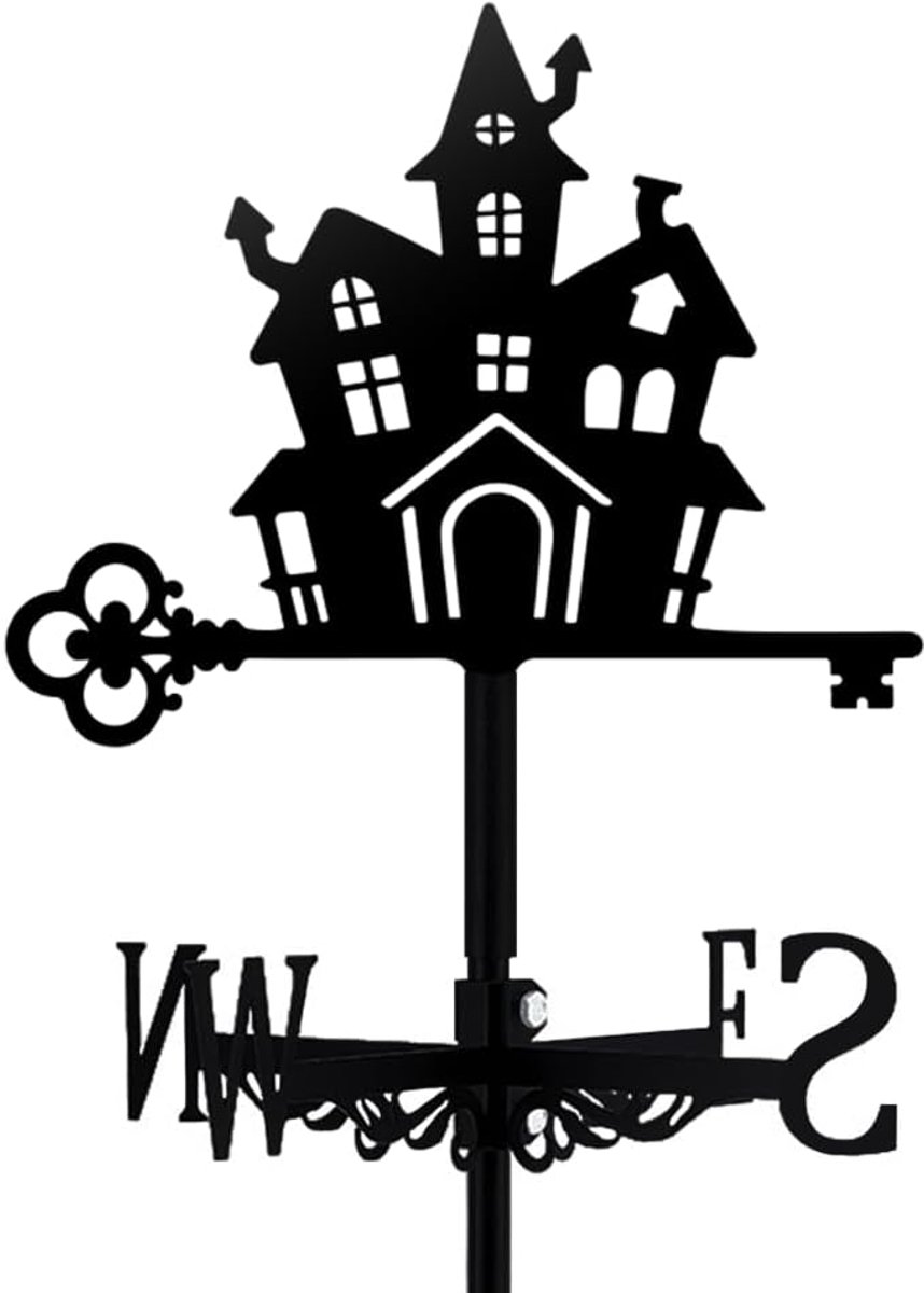 metalen weervaan zwart metalen windvaan patio windvleugels voor buitentuin boerderij tuin patio decoratie wind meetgereedschap windwijzers (magisch kasteel)