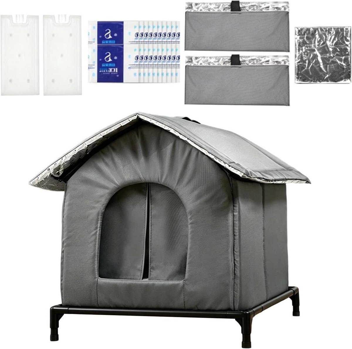 Verkoelend Kattenhuis - Zomerverblijf Kat - Huisdier Koelte - Dubbellaags Ontwerp - 36x36 cm - Grijs