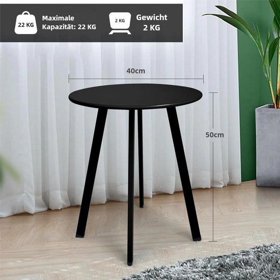 Outdoor bijzettafel, weerbestendige patio, kleine waterdichte eindtafel, voor binnen en buiten, rond, metaal, staal, zwart van outdoor — afbeelding 3